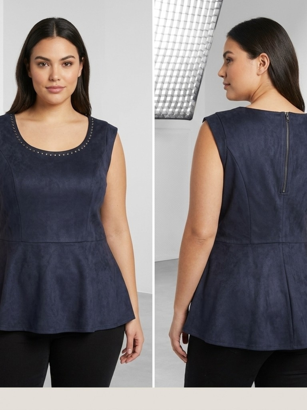 torrid Soft Faux Suede Studded Scoop-Neck Peplum Tank Sz 0